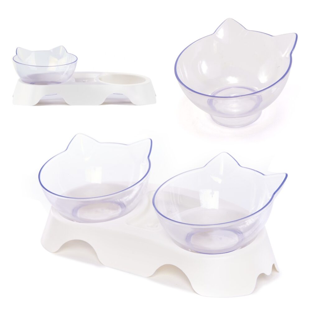 castron dublu pentru animale de companie transparent 1