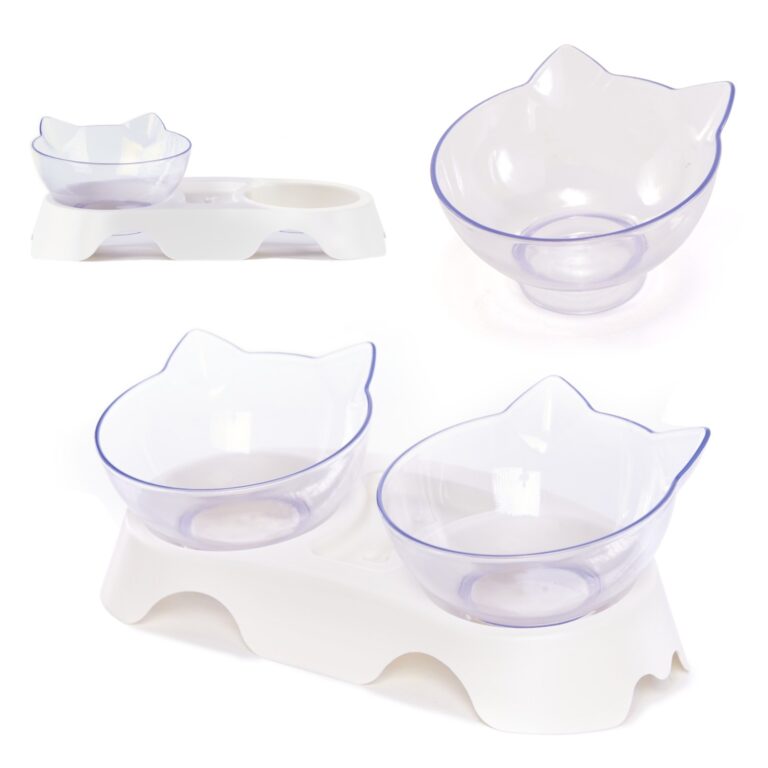 castron dublu pentru animale de companie transparent 1