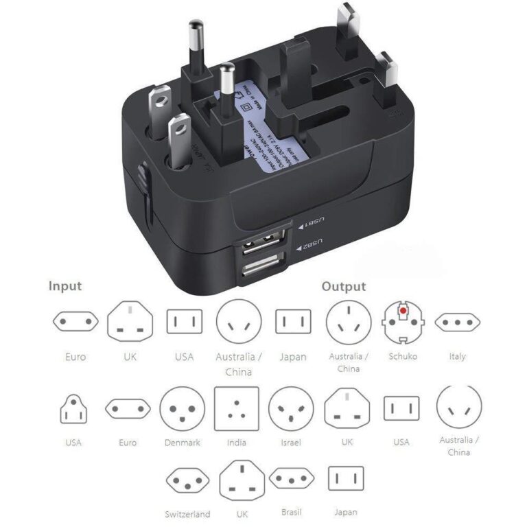 incarcator universal cu adaptor 2 porturi usb negru gonga 1