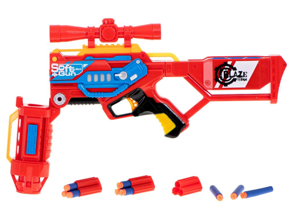 arma blaze storm cu 20 gloante din spuma nerf rosu 1