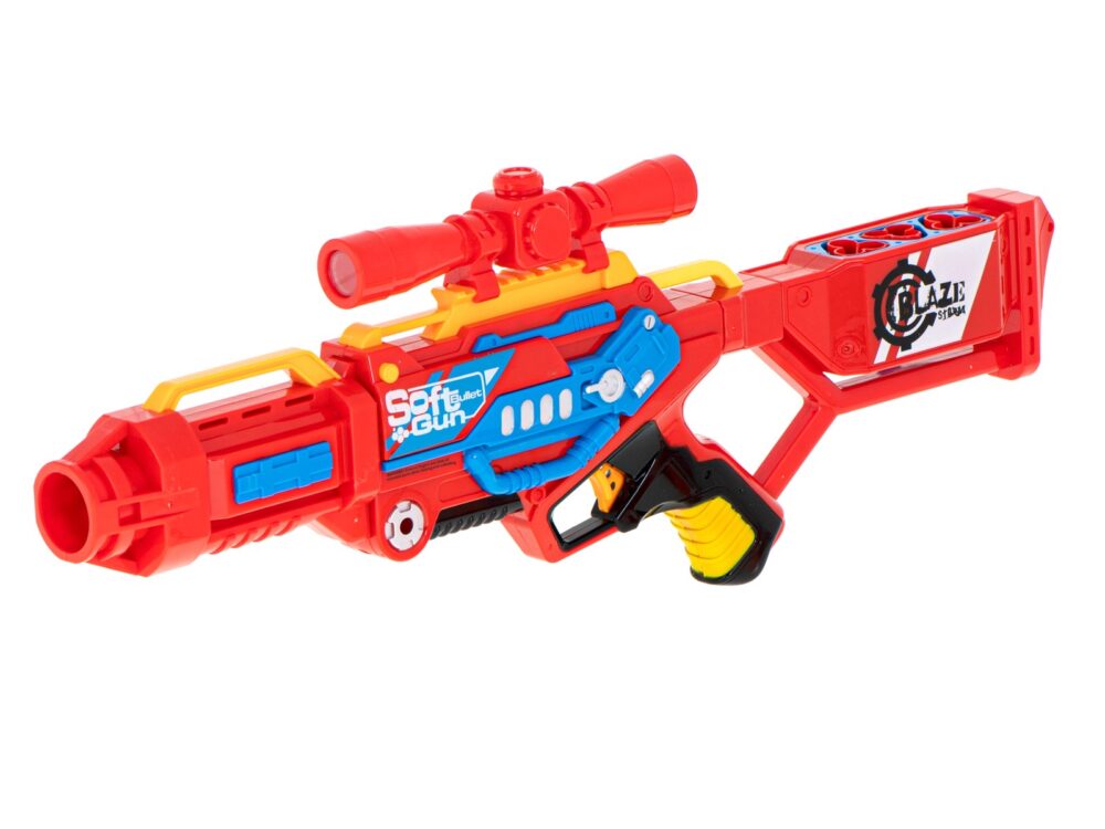 arma blaze storm cu 20 gloante din spuma nerf rosu