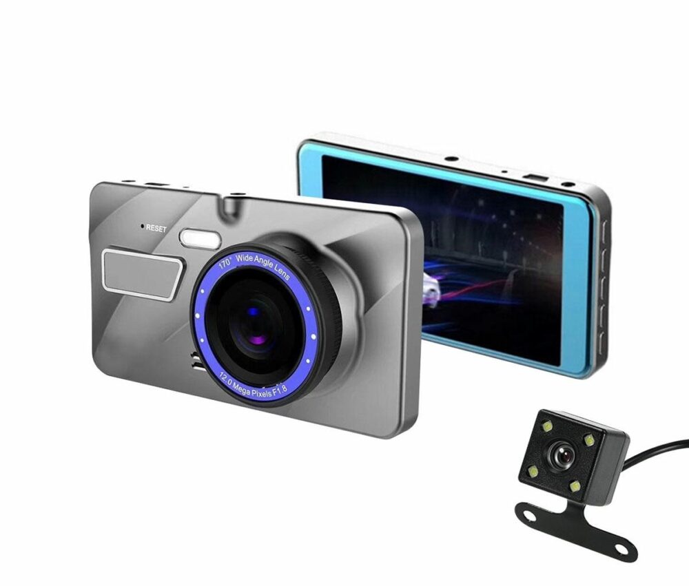 camera auto dubla 4 led argintiu