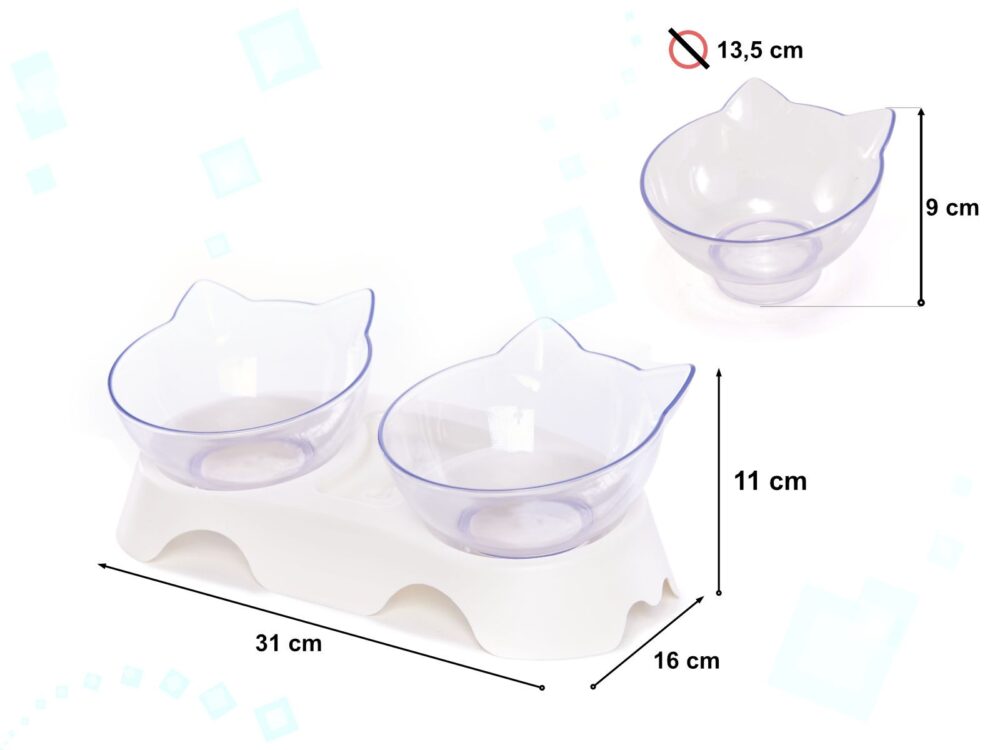 castron dublu pentru animale de companie transparent 1