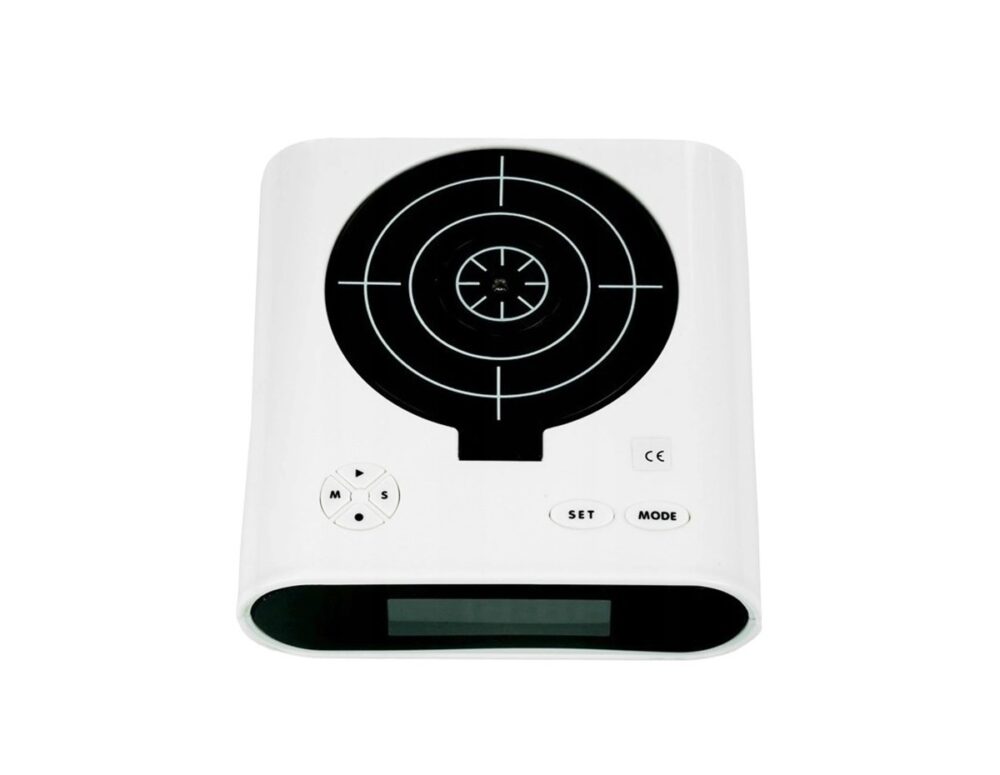 ceas desteptator cu oprire alarma cu pistol infrarosu afisaj lcd negru 8