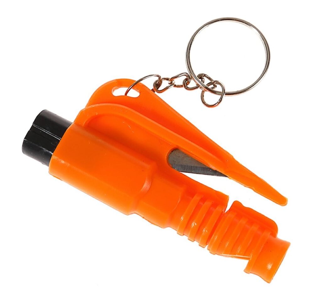 dispozitiv tip breloc 3in1 pentru spargere geam taiere centura fluierat 10