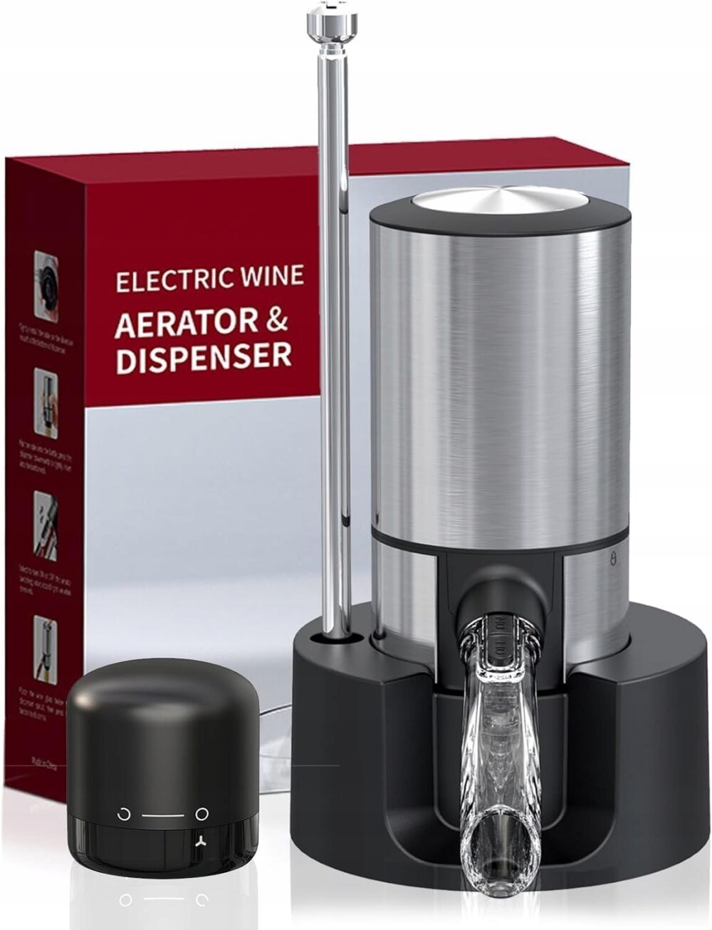 dozator electric de vin cu aerator si dispenser automat decantare vin iluminare led alimentare pe baterii tub 34 cm gonga 5