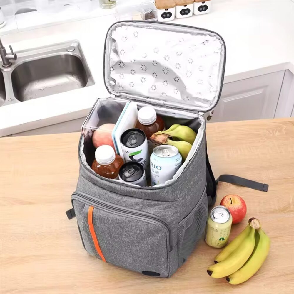 geanta termoizolanta tip rucsac pentru picnic sau camping 18l impermeabil gri dimensiuni 42 x 29 x 19 cm gonga