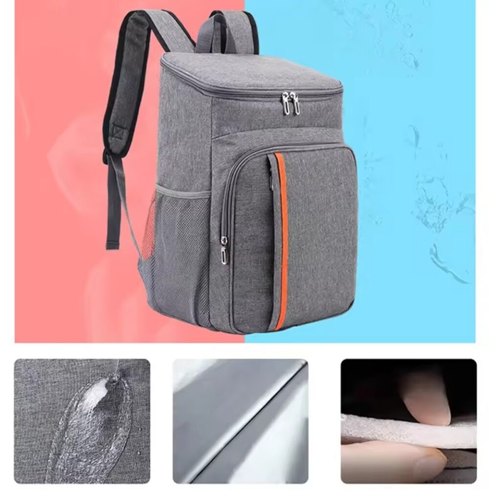 geanta termoizolanta tip rucsac pentru picnic sau camping 18l impermeabil gri dimensiuni 42 x 29 x 19 cm gonga 2