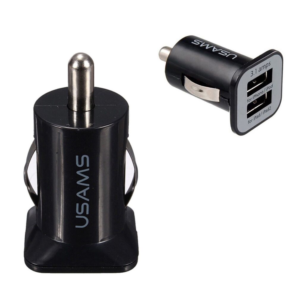 incarcator auto usams cablu incarcare iphone negru 2