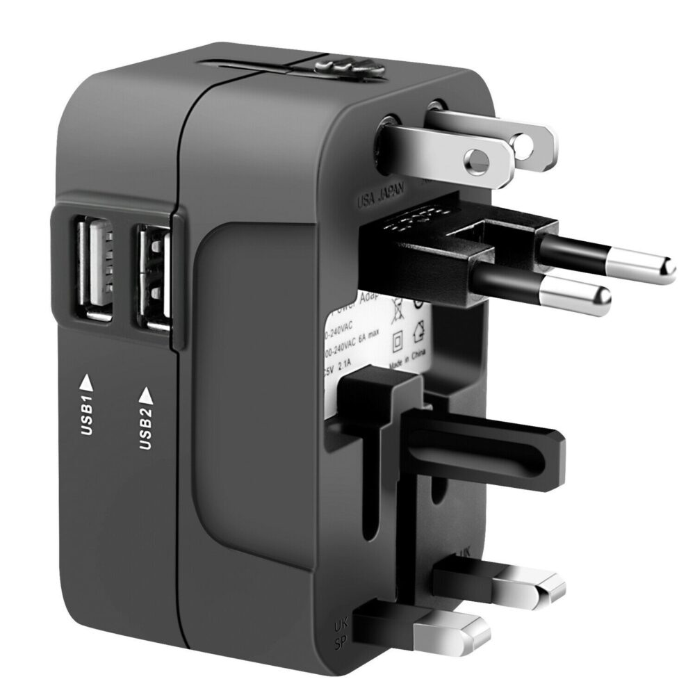 incarcator universal cu adaptor 2 porturi usb negru gonga 3