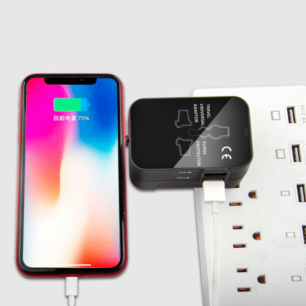 incarcator universal cu adaptor 2 porturi usb negru gonga 4