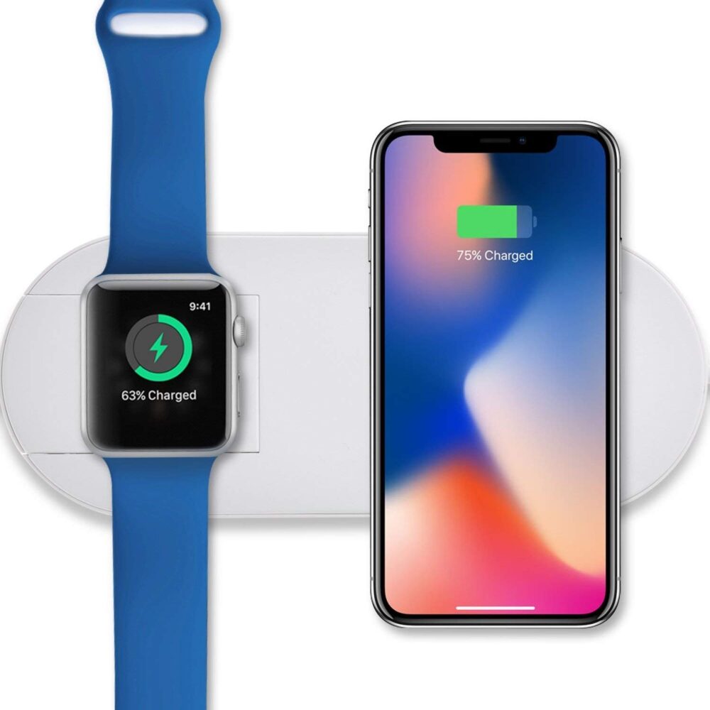 incarcator universal wireless 2 in 1 iphone alb 6