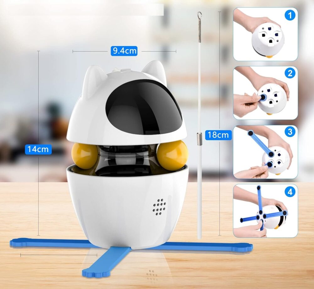 jucarie interactiva 3 in 1 cu laser pentru pisici rojeco 3 moduri de joaca autonomie 5 ore gonga 4