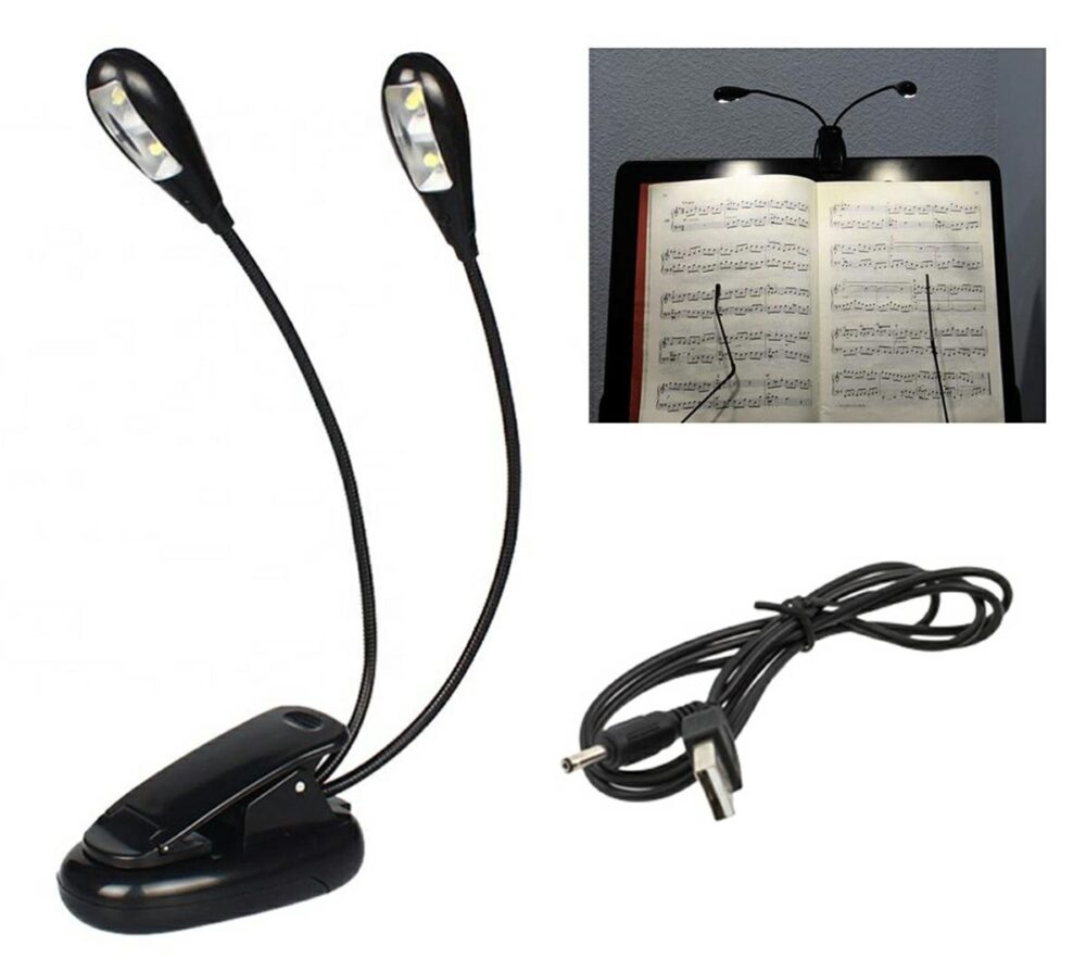 lampa dubla led cu baterii pentru birou sau citit clema prindere gonga 5