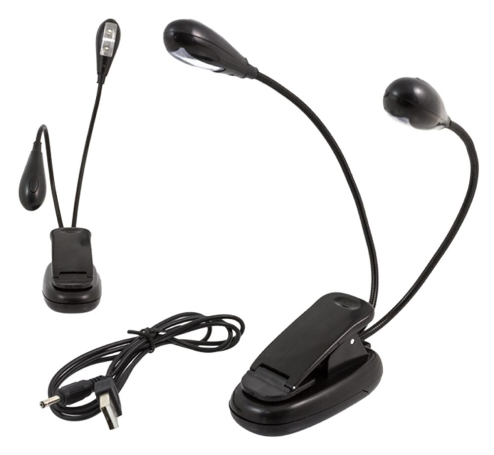 lampa dubla led cu baterii pentru birou sau citit clema prindere gonga 6