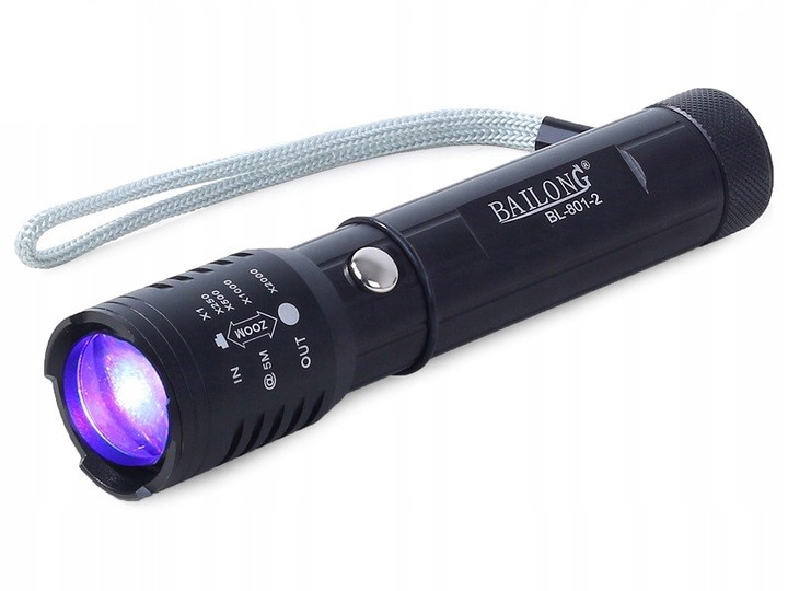 lanterna cu raze uv led pentru testarea banilor falsi bailong negru 1