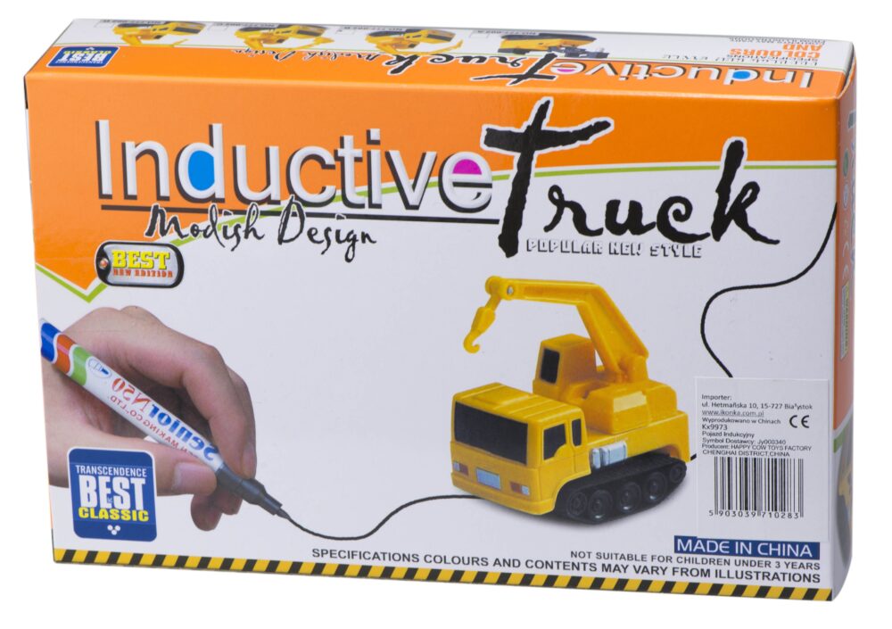 masinuta de jucarie cu inductie tip excavator urmareste linia trasata cu marker ul galben 4 scaled