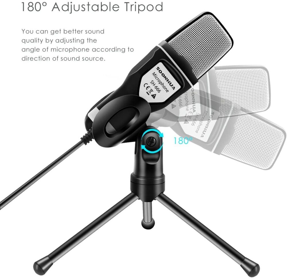 microfon cu tripod negru usb gonga 5