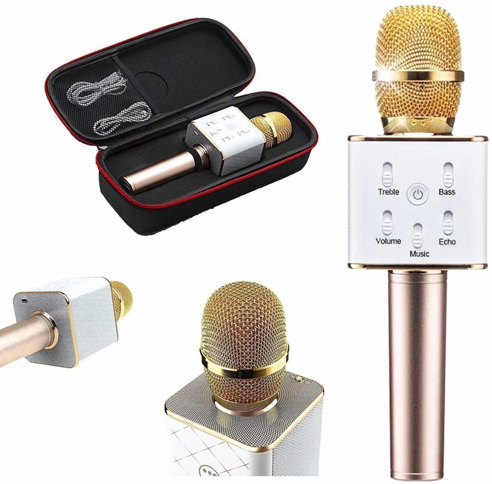 microfon karaoke wireless cu boxa incorporata auriu gonga 5