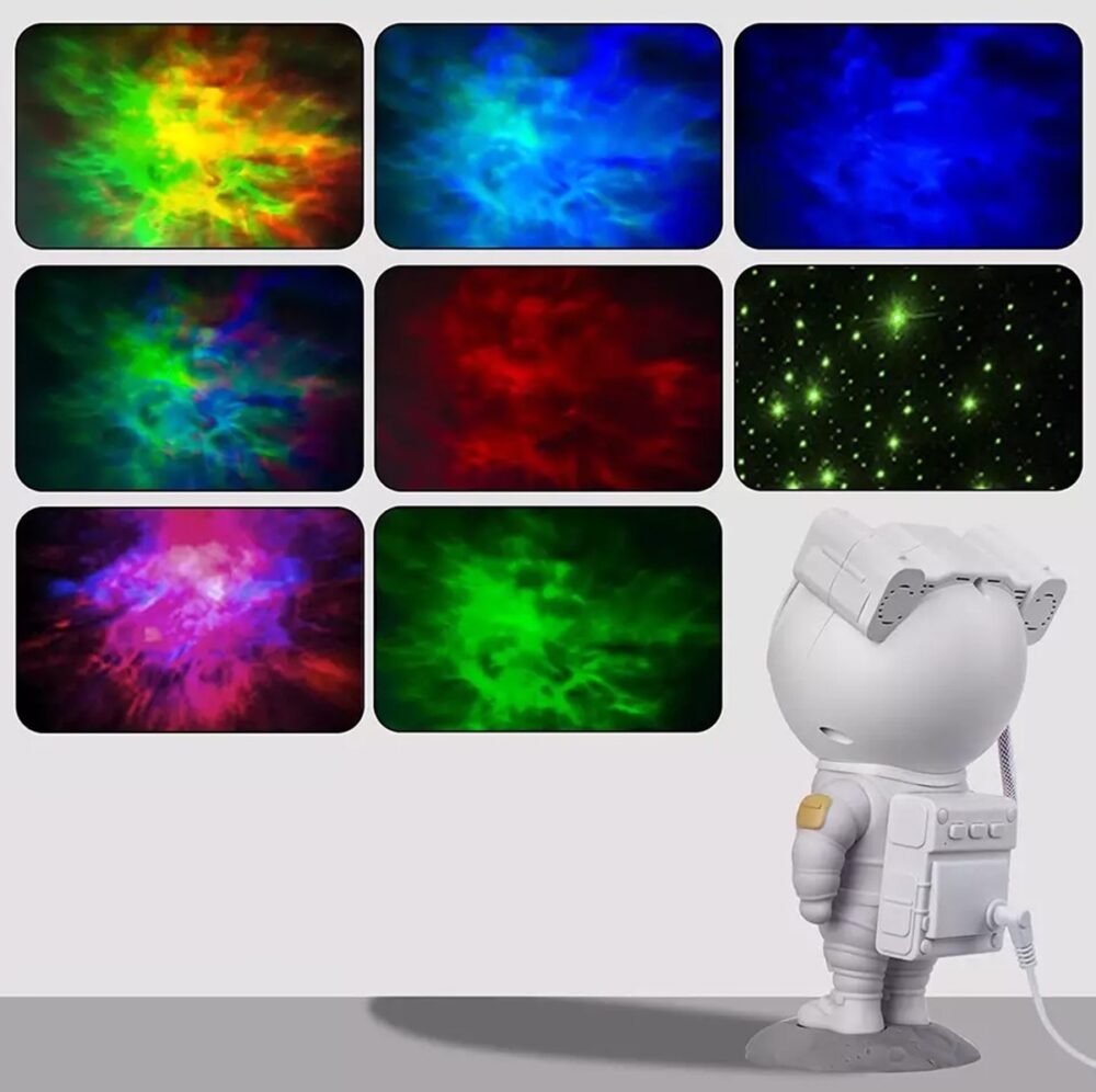 proiector in forma de astronaut permite proiectarea stelelor sau galaxiilor gonga 2