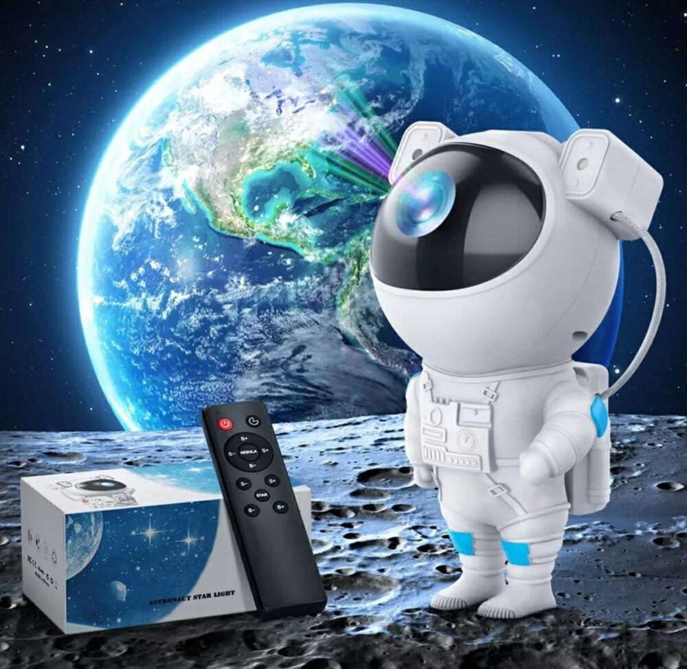 proiector in forma de astronaut permite proiectarea stelelor sau galaxiilor gonga 7