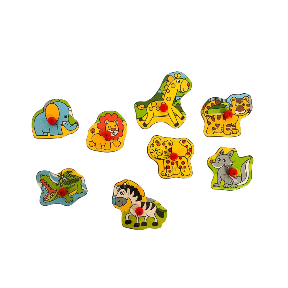 puzzle din lemn cu animale din jungla 8 piese gonga 3