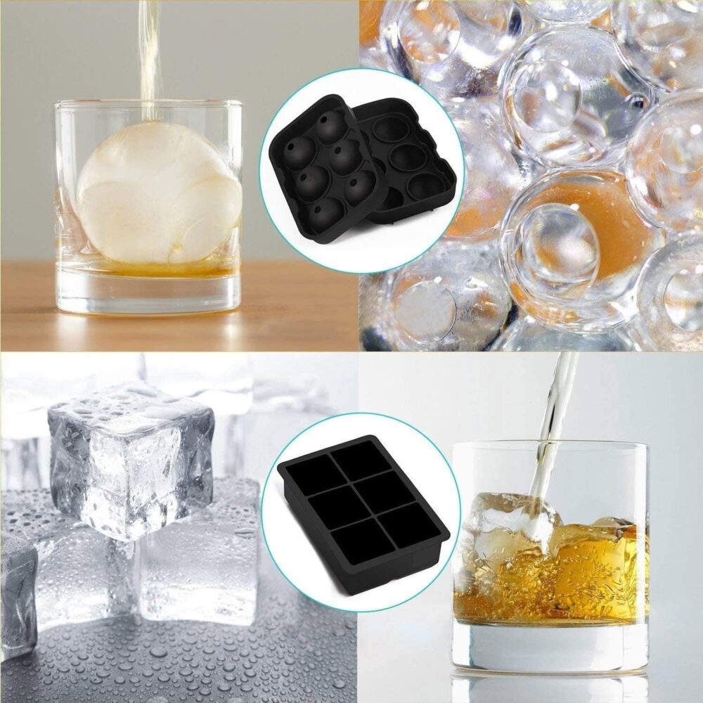set 2 forme din silicon pentru cuburi de gheata xxl cub bile gonga 1