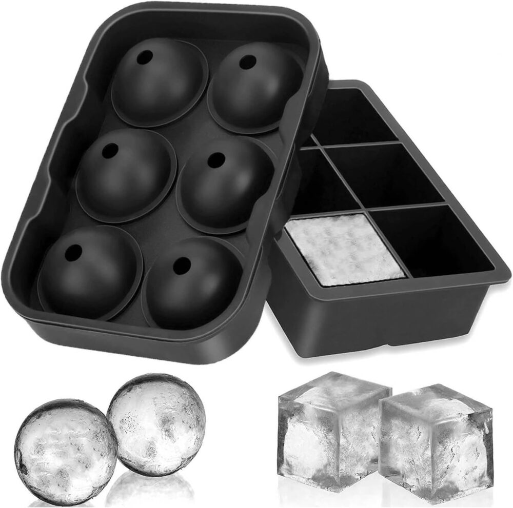 set 2 forme din silicon pentru cuburi de gheata xxl cub bile gonga