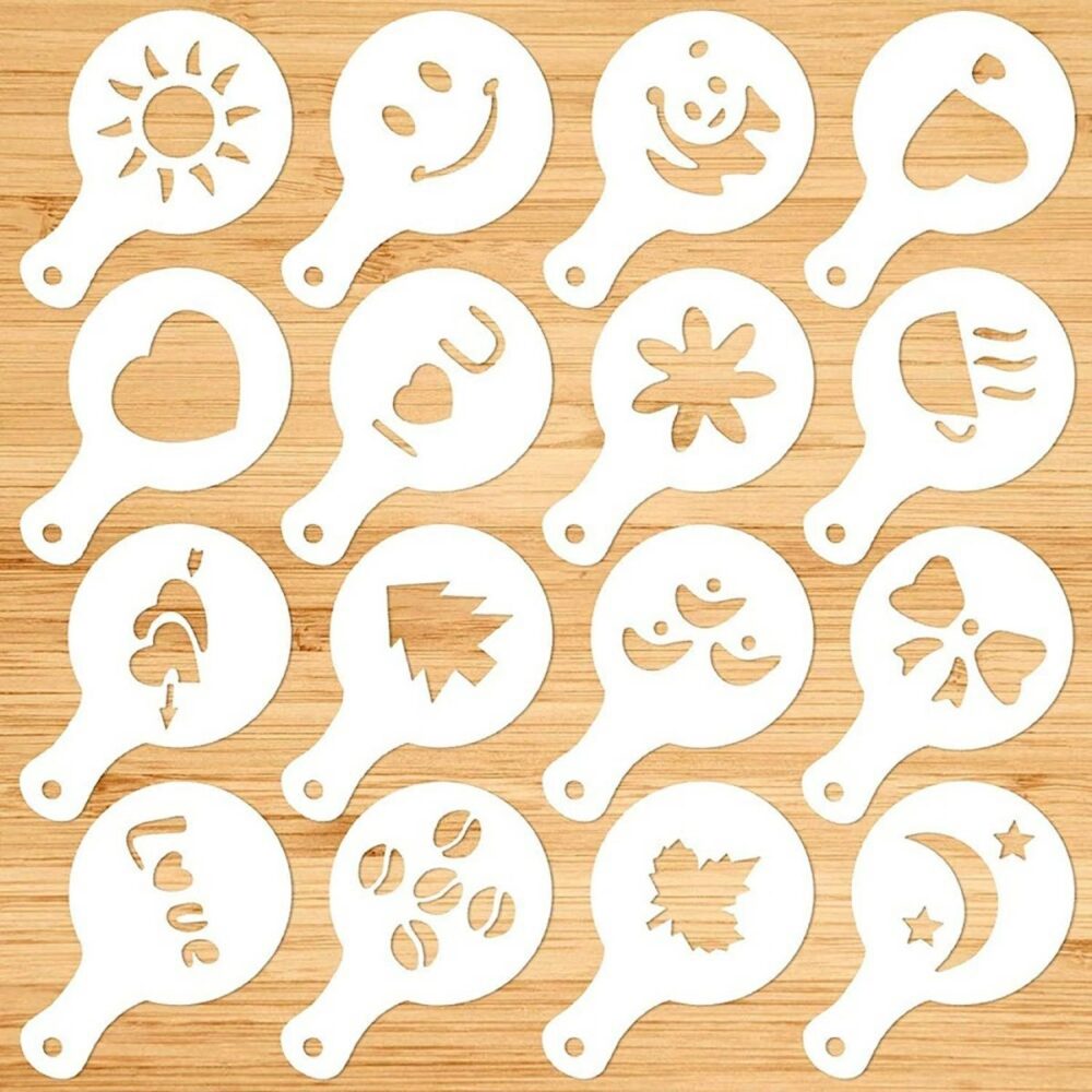 set de 16 abloane reutilizabile pentru decorarea cafelei i deserturilor gonga 2