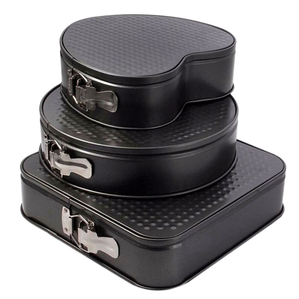 set de 3 forme pentru copt baza detasabila inima forma rotunda si patrata gonga 2