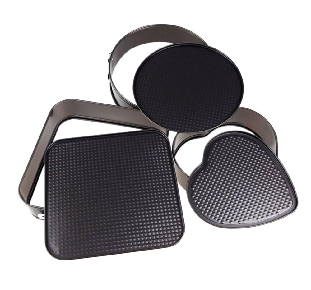 set de 3 forme pentru copt baza detasabila inima forma rotunda si patrata gonga 4