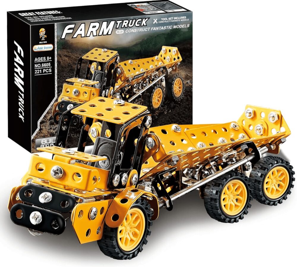 set de constructie camion agricol elemente metalice cu surub 221 elemente gonga
