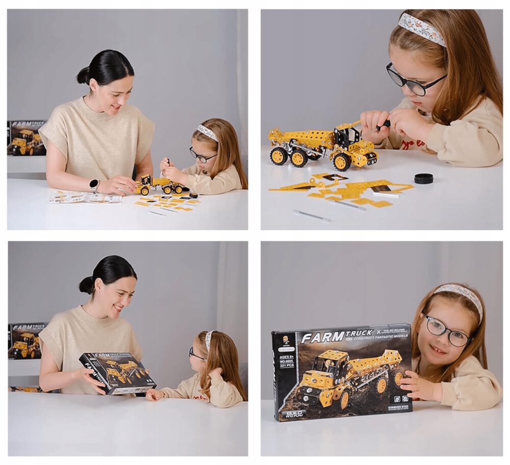 set de constructie camion agricol elemente metalice cu surub 221 elemente gonga 2
