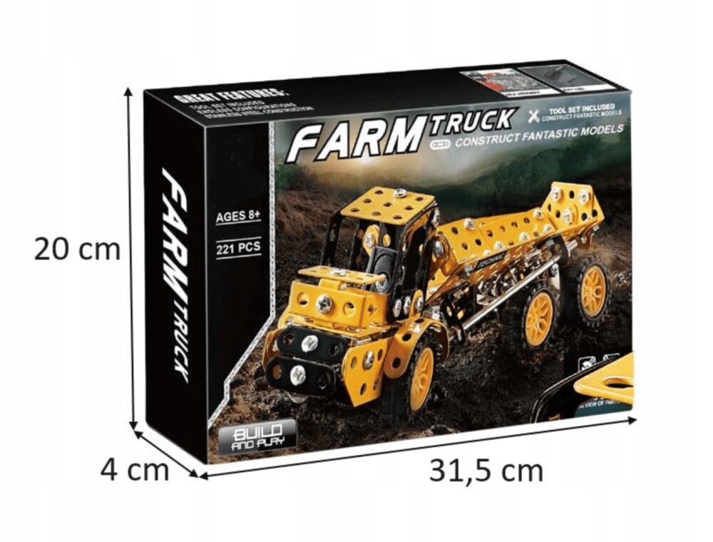 set de constructie camion agricol elemente metalice cu surub 221 elemente gonga 3
