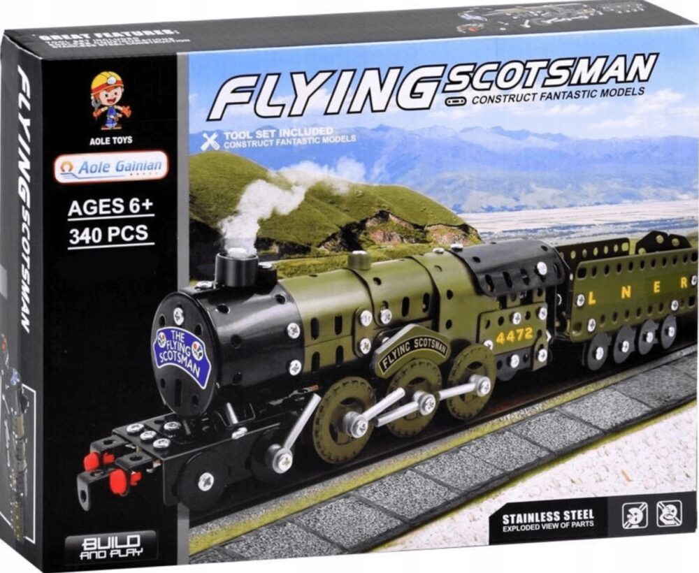 set de constructie locomotiva elemente metalice cu surub 340 bucati gonga 2
