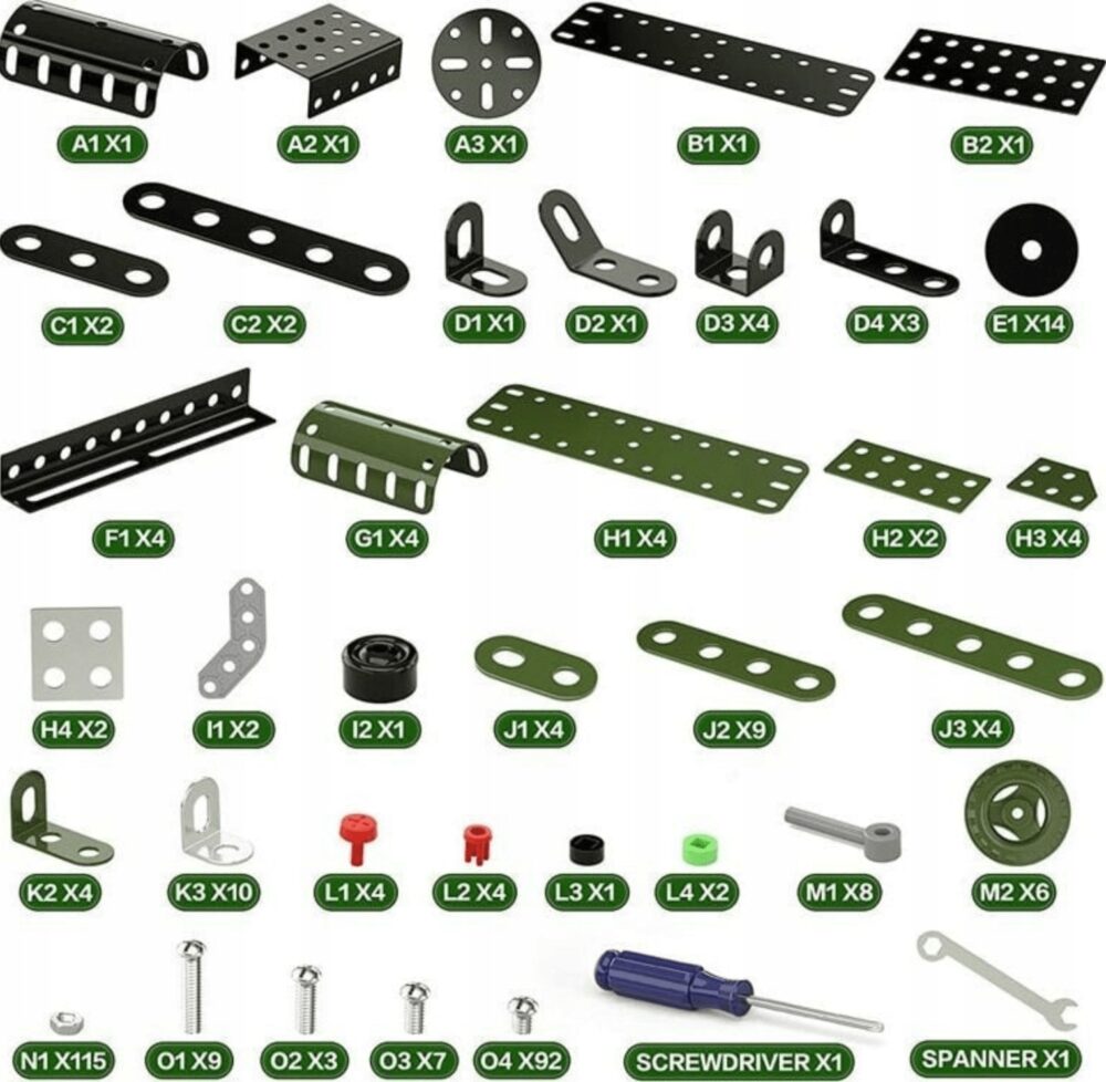 set de constructie locomotiva elemente metalice cu surub 340 bucati gonga 3