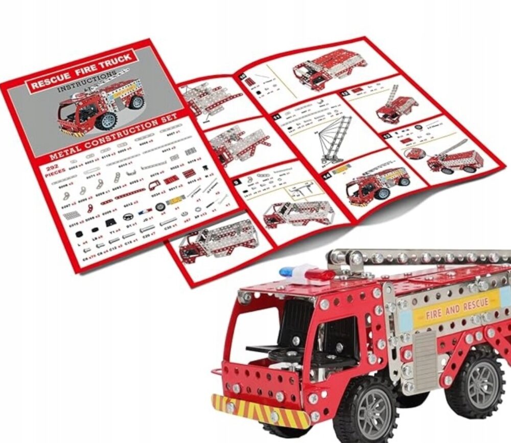 set de constructie masina de pompieri elemente metalice cu surub 292 bucati gonga 3