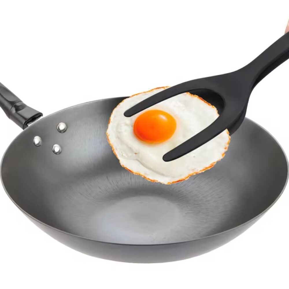 spatula multifunctionala tip cleste pentru gatit oua friptura clatite din siliconrezistenta la caldura 30 cm lungime negru gonga 1