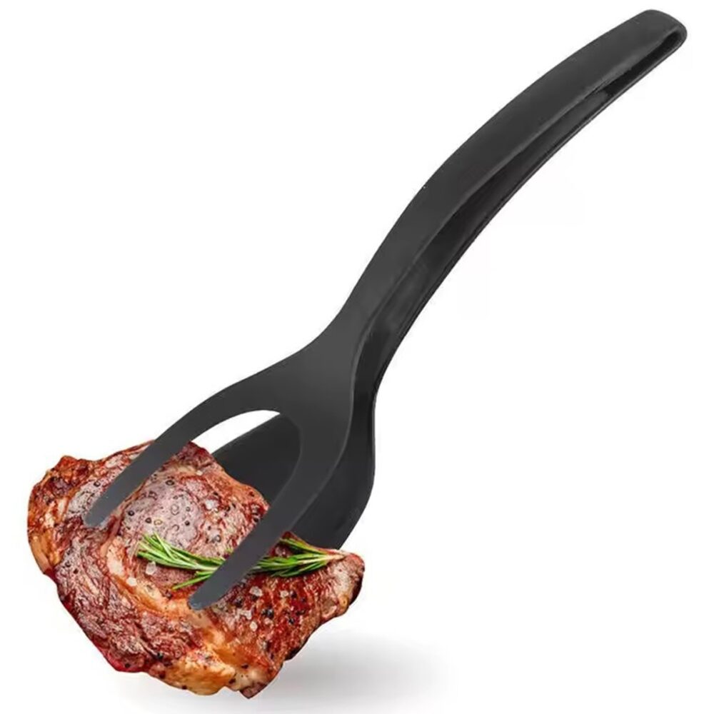 spatula multifunctionala tip cleste pentru gatit oua friptura clatite din siliconrezistenta la caldura 30 cm lungime negru gonga 2