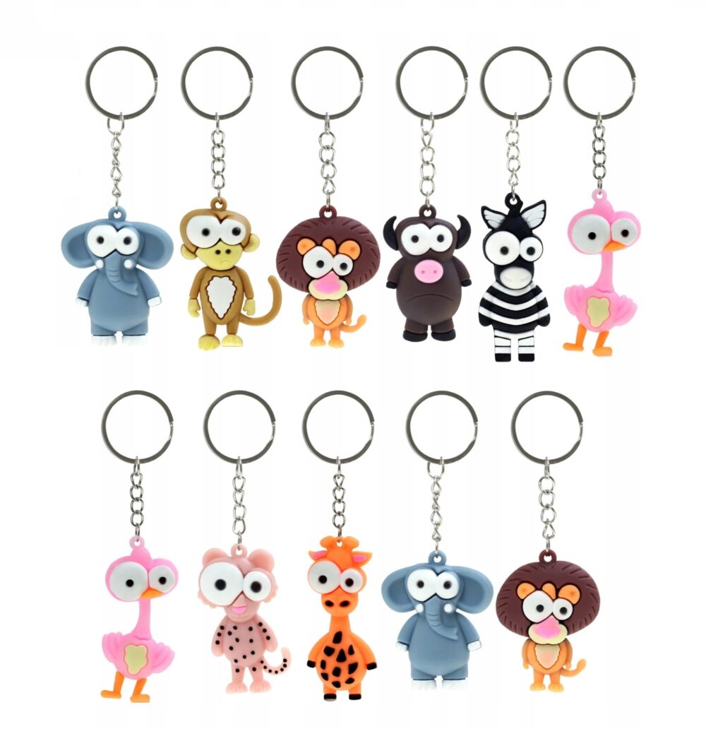 set 12 bucati breloc din cauciuc diverse animale gonga