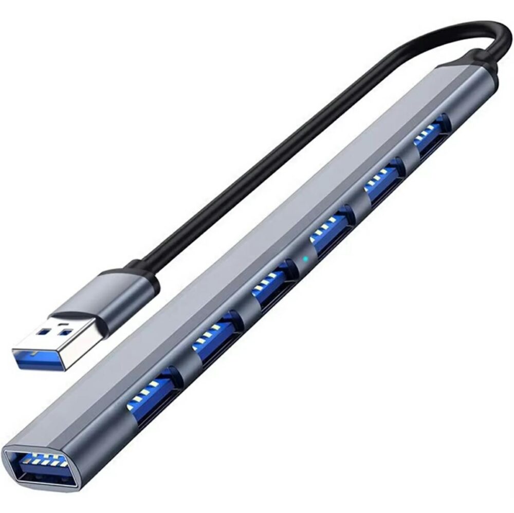 hub usb splitter pentru 7 porturi lungime 16 cm corp aluminiu gonga