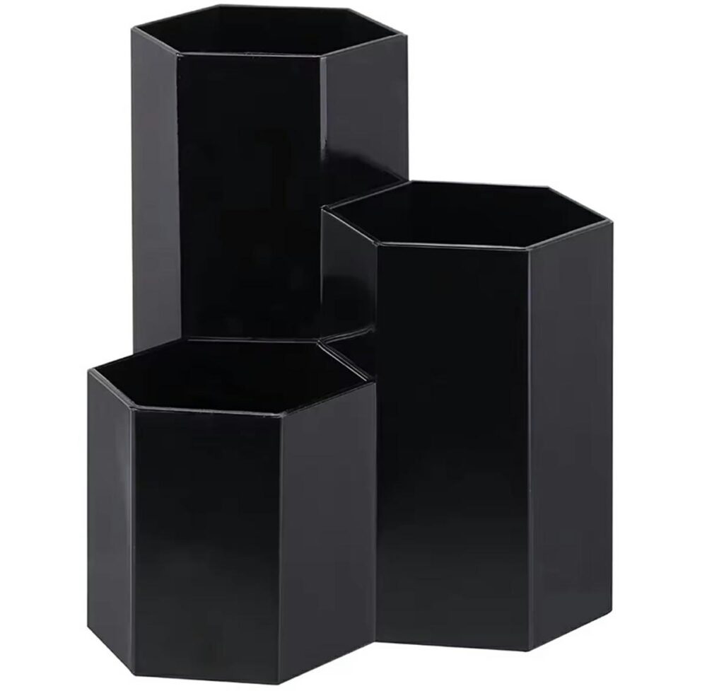suport pensule machiaj 3 compartimente din plastic gonga
