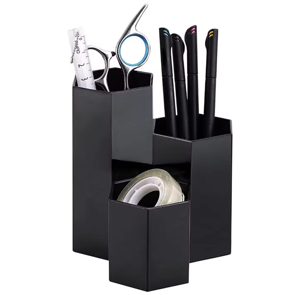 suport pensule machiaj 3 compartimente din plastic gonga 3