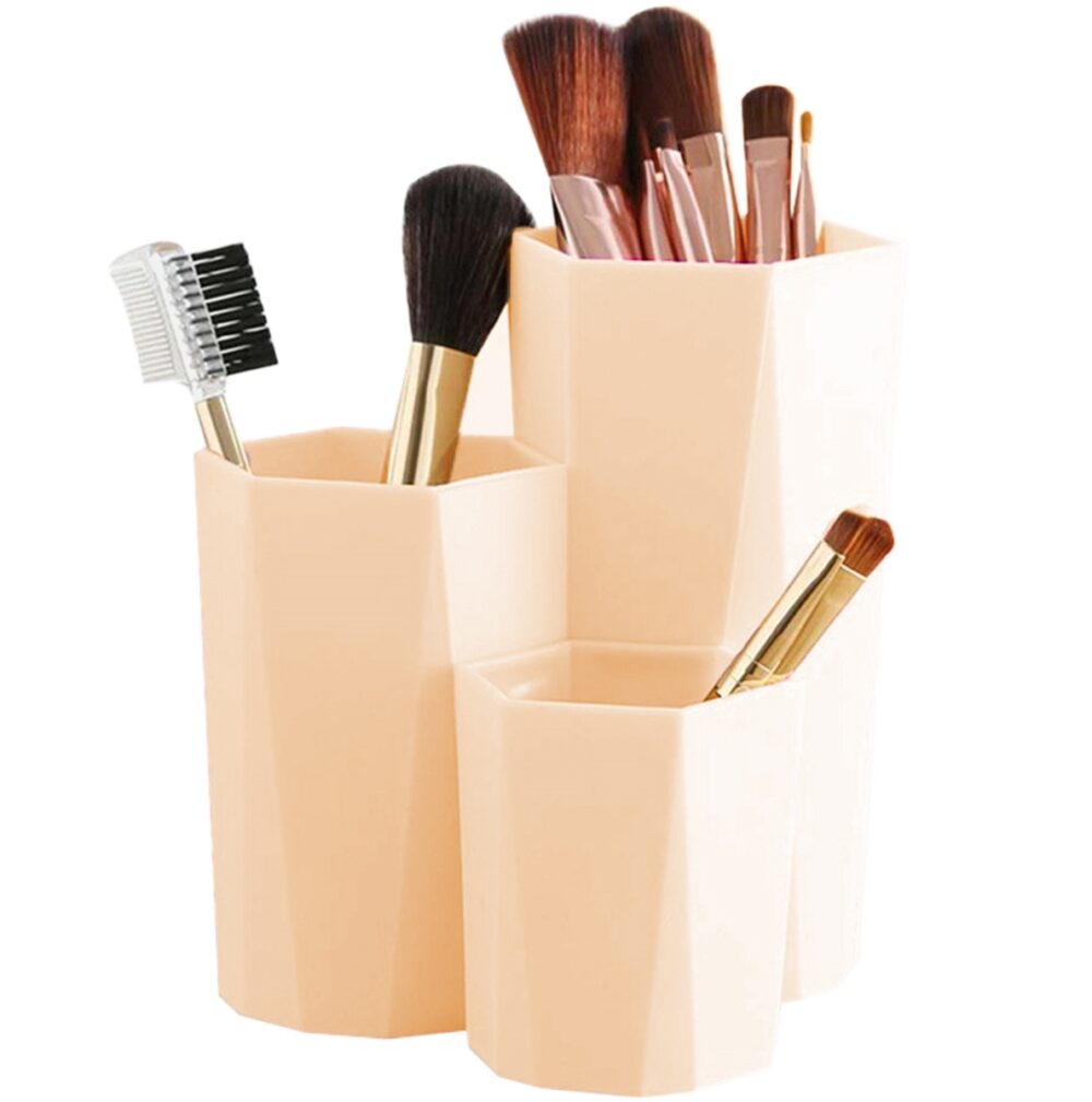 suport pensule machiaj 3 compartimente din plastic gonga 9