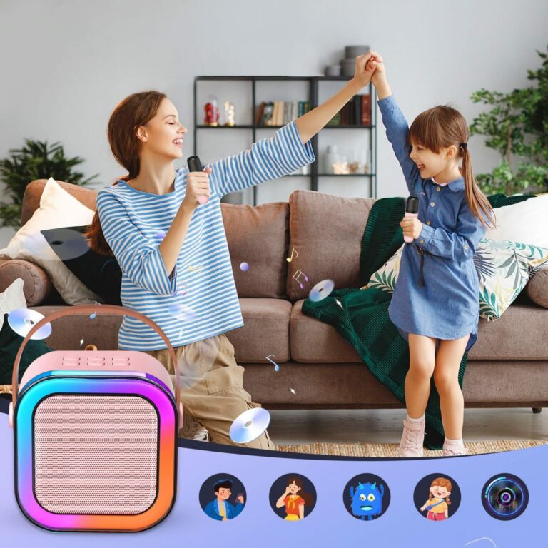 set karaoke cu difuzor i 2 microfoane efecte vocale bluetooth 53 led gonga 1